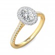 FlyerFit® 18K Yellow Gold Shank And White Gold Top Micropave Halo Engagement Ring