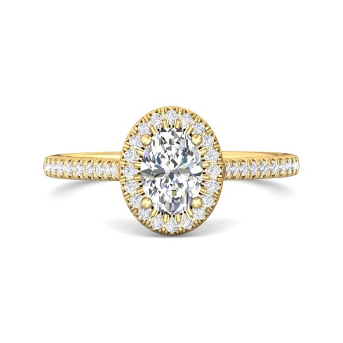 FlyerFit&reg; 14K Yellow Gold Micropave Halo Engagement Ring