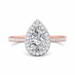 FlyerFit® 14K Pink Gold Shank And White Gold Top Micropave Halo Engagement Ring