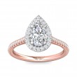 FlyerFit® 14K Pink Gold Shank And White Gold Top Micropave Halo Engagement Ring