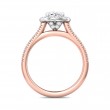 FlyerFit® 14K Pink Gold Shank And White Gold Top Micropave Halo Engagement Ring