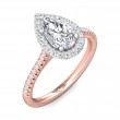 FlyerFit® 14K Pink Gold Shank And White Gold Top Micropave Halo Engagement Ring