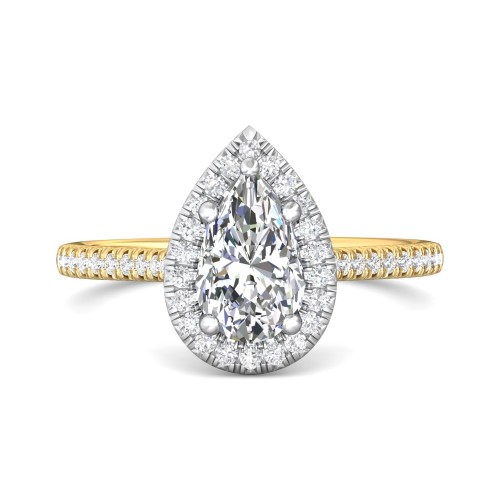 FlyerFit&reg; 14K Yellow and 14K White Gold Micropave Halo Engagement Ring
