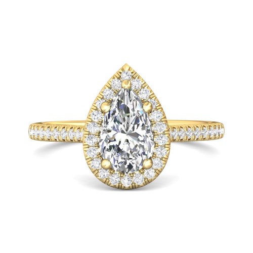 FlyerFit&reg; 18K Yellow Gold Micropave Halo Engagement Ring