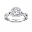 FlyerFit® 14K White Gold Micropave Halo Engagement Ring