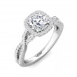 FlyerFit® 14K White Gold Micropave Halo Engagement Ring