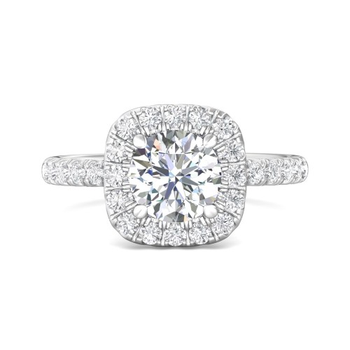 FlyerFit&reg; 14K White Gold Micropave Halo Engagement Ring