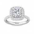 FlyerFit® 18K White Gold Micropave Halo Engagement Ring