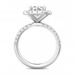 FlyerFit® 18K White Gold Micropave Halo Engagement Ring