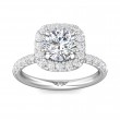 FlyerFit® 18K White Gold Micropave Halo Engagement Ring