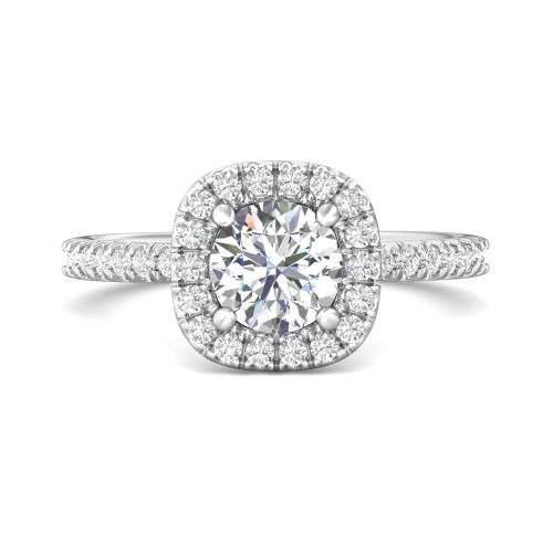 FlyerFit&reg; 18K White Gold Micropave Halo Engagement Ring