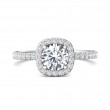 FlyerFit® 18K White Gold Micropave Halo Engagement Ring