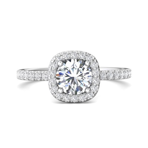 FlyerFit&reg; 18K White Gold Micropave Halo Engagement Ring