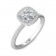 FlyerFit® 18K White Gold Micropave Halo Engagement Ring