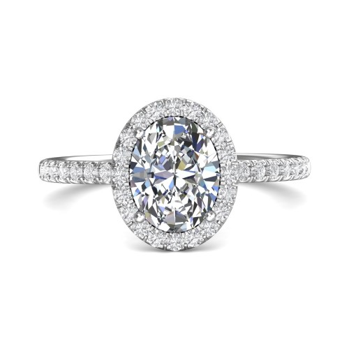 FlyerFit&reg; Platinum Micropave Halo Engagement Ring