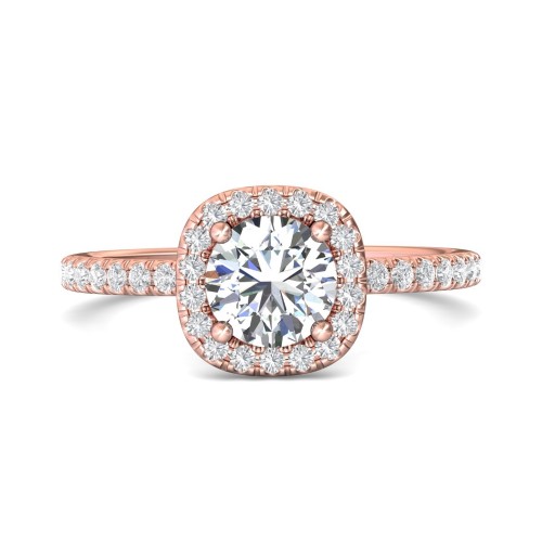 FlyerFit&reg; 14K Pink Gold Micropave Halo Engagement Ring