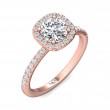 FlyerFit® 14K Pink Gold Micropave Halo Engagement Ring