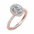 FlyerFit® 18K Pink Gold Micropave Halo Engagement Ring