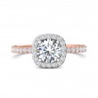FlyerFit® 18K Pink Gold Shank And White Gold Top Micropave Halo Engagement Ring