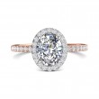 FlyerFit® 14K Pink Gold Shank And White Gold Top Micropave Halo Engagement Ring