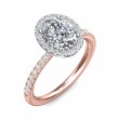 FlyerFit® 14K Pink Gold Shank And White Gold Top Micropave Halo Engagement Ring