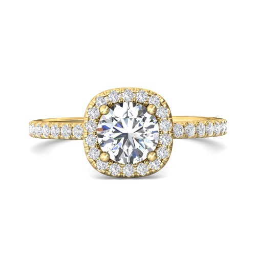 FlyerFit&reg; 14K Yellow Gold Micropave Halo Engagement Ring