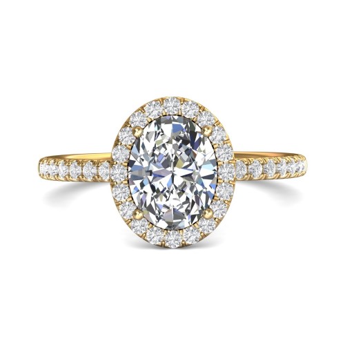 FlyerFit&reg; 14K Yellow Gold Micropave Halo Engagement Ring