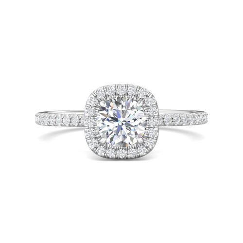 FlyerFit&reg; Platinum Micropave Halo Engagement Ring
