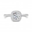 FlyerFit® 18K White Gold Micropave Halo Engagement Ring