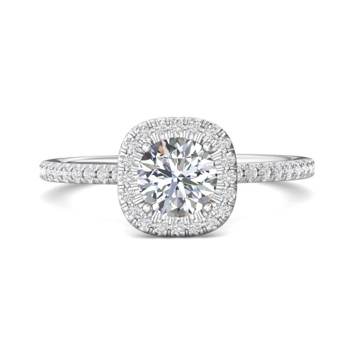 FlyerFit&reg; 18K White Gold Micropave Halo Engagement Ring