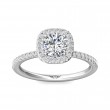 FlyerFit® 18K White Gold Micropave Halo Engagement Ring