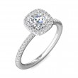 FlyerFit® 18K White Gold Micropave Halo Engagement Ring