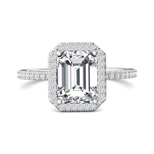 FlyerFit&reg; Platinum Micropave Halo Engagement Ring