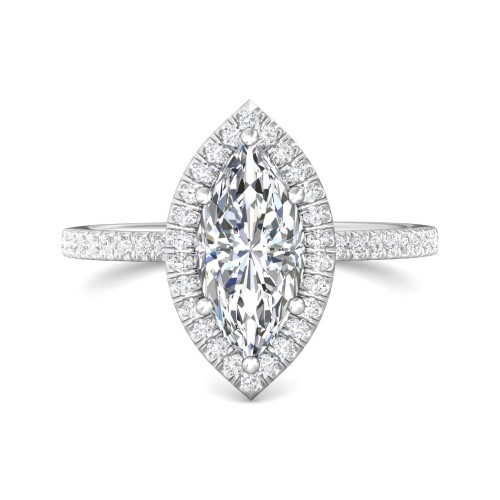 FlyerFit&reg; 18K White Gold Micropave Halo Engagement Ring
