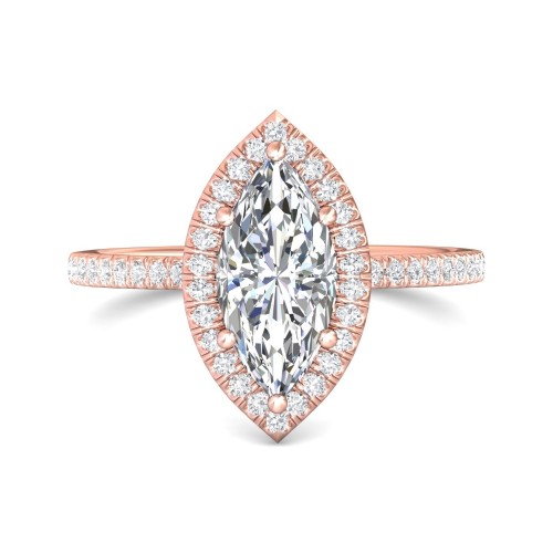 FlyerFit&reg; 14K Pink Gold Micropave Halo Engagement Ring