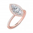 FlyerFit® 18K Pink Gold Micropave Halo Engagement Ring