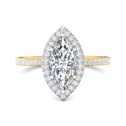 FlyerFit&reg; 14K Yellow and 14K White Gold Micropave Halo Engagement Ring