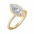 FlyerFit® 18K Yellow Gold Micropave Halo Engagement Ring