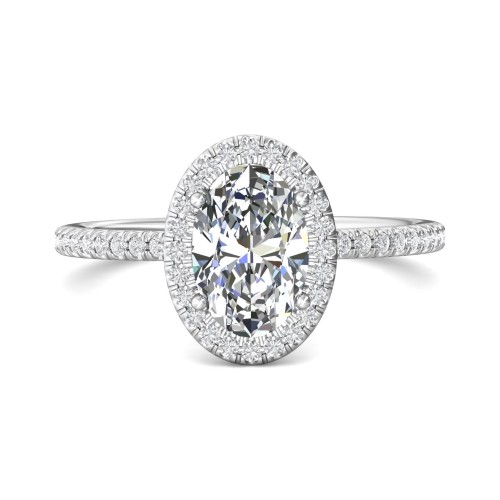 FlyerFit&reg; 18K White Gold Micropave Halo Engagement Ring