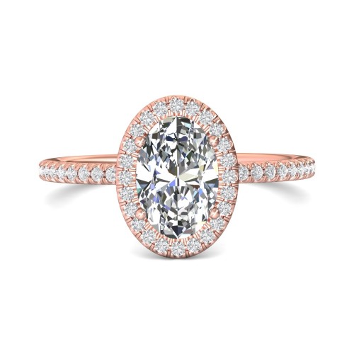 FlyerFit&reg; 14K Pink Gold Micropave Halo Engagement Ring