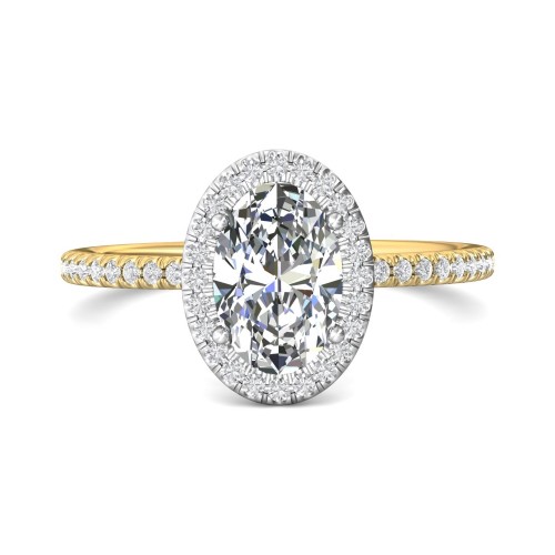 FlyerFit&reg; 14K Yellow and 14K White Gold Micropave Halo Engagement Ring