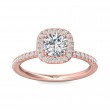 FlyerFit® 14K Pink Gold Micropave Halo Engagement Ring