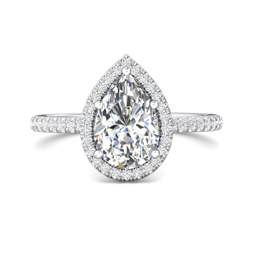 FlyerFit&reg; 14K White Gold Micropave Halo Engagement Ring