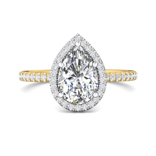 FlyerFit&reg; 14K Yellow and 14K White Gold Micropave Halo Engagement Ring
