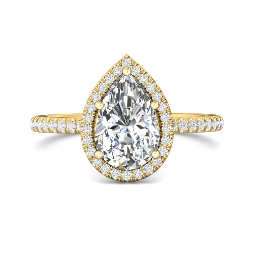FlyerFit&reg; 14K Yellow Gold Micropave Halo Engagement Ring