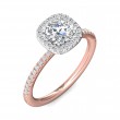 FlyerFit® 14K Pink Gold Shank And White Gold Top Micropave Halo Engagement Ring
