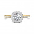 FlyerFit® 18K Yellow Gold Shank And White Gold Top Micropave Halo Engagement Ring