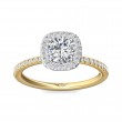 FlyerFit® 18K Yellow Gold Shank And White Gold Top Micropave Halo Engagement Ring