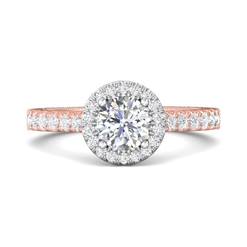FlyerFit® 14K Pink Gold Shank And White Gold Top Vintage Engagement Ring