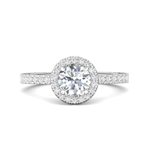 FlyerFit&reg; 14K White Gold Vintage Engagement Ring